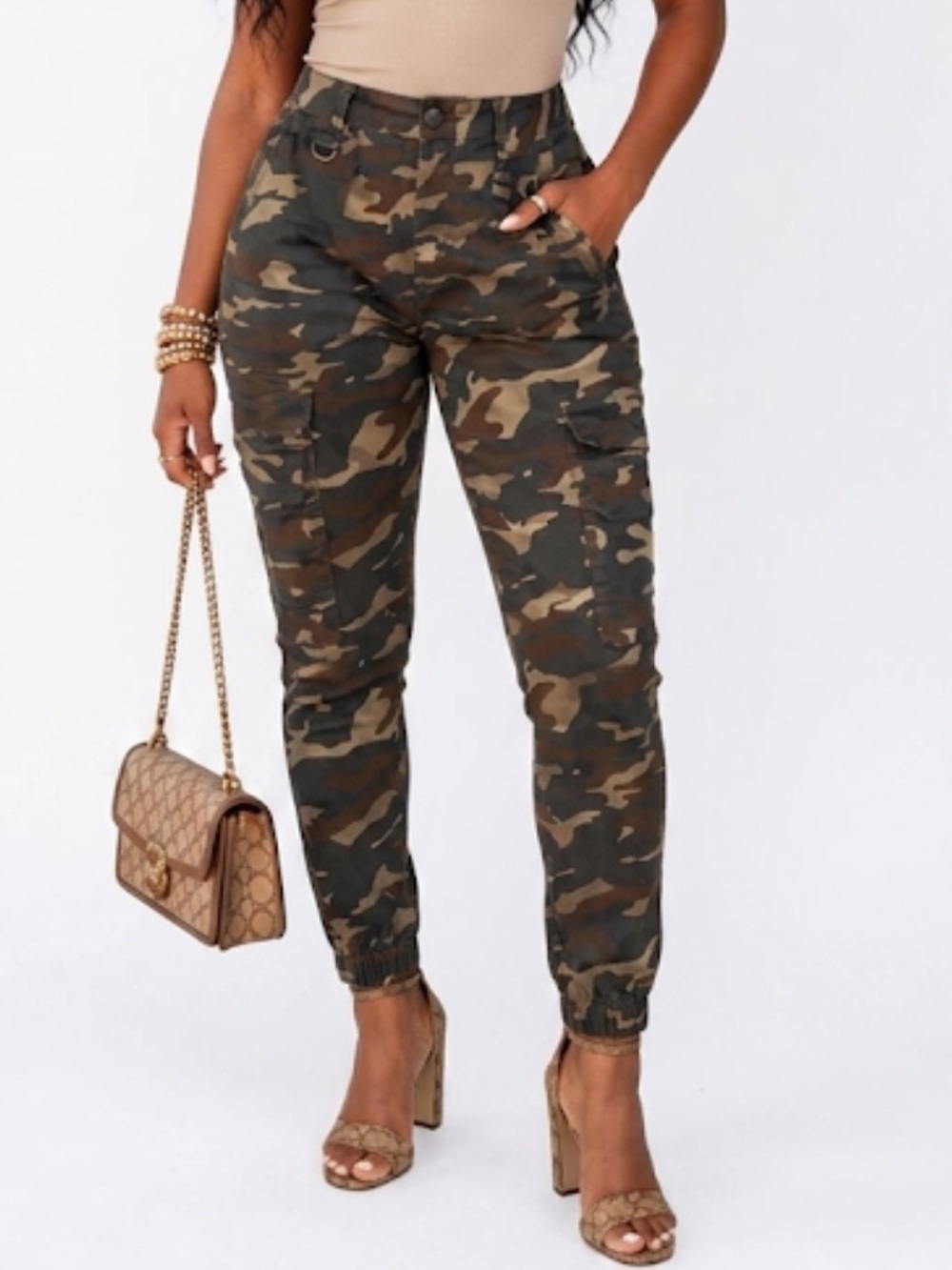 VIP Cargo Green Brown Camouflage Cargo Joggers Jeans Pants Size Junior: 11/12
